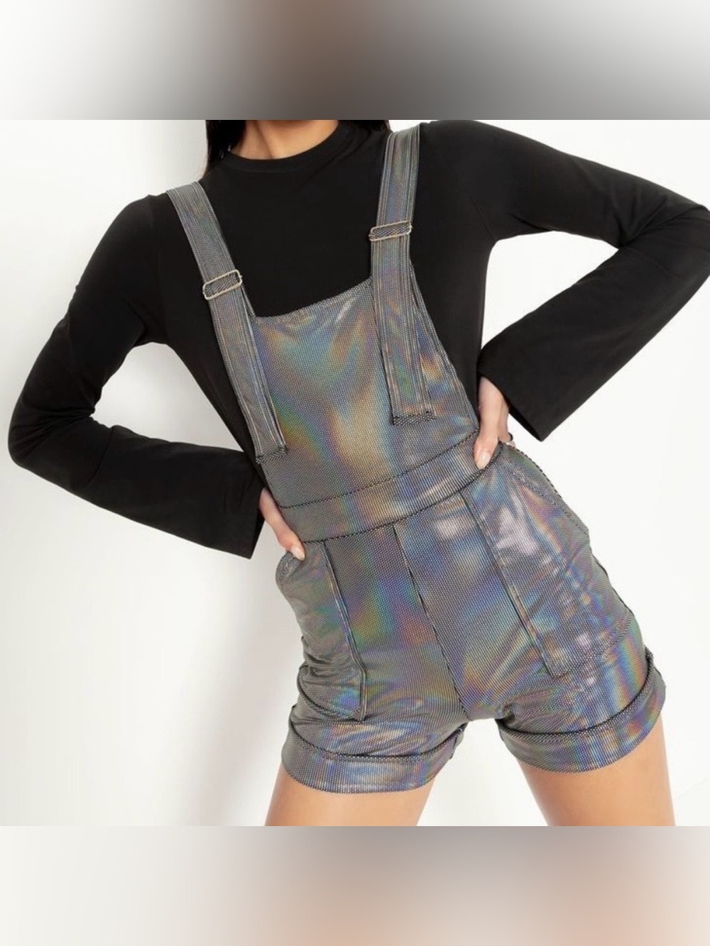 Blackmilk Holo Dot Silver Short Overalls